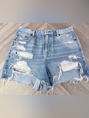 American Eagle Outfitters Light Blue Distressed Denim Shorts